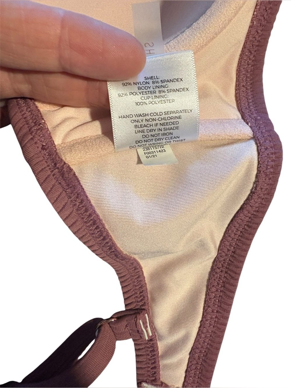 SHADE & SHORE 36D Women's ribbed Mauve Underwire swim suit bra top - Picture 5 of 7